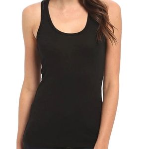 New Splendid Classic Tank Tee Top Black Soft Supima Cotton Modal Weave Knit